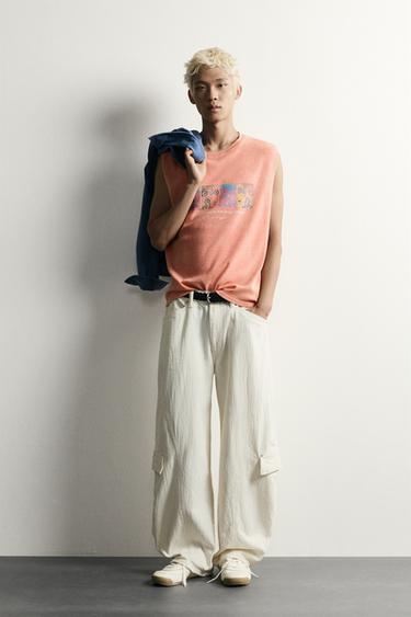 PRINTED KNIT TANK TOP - Coral red by Zara - Image 0