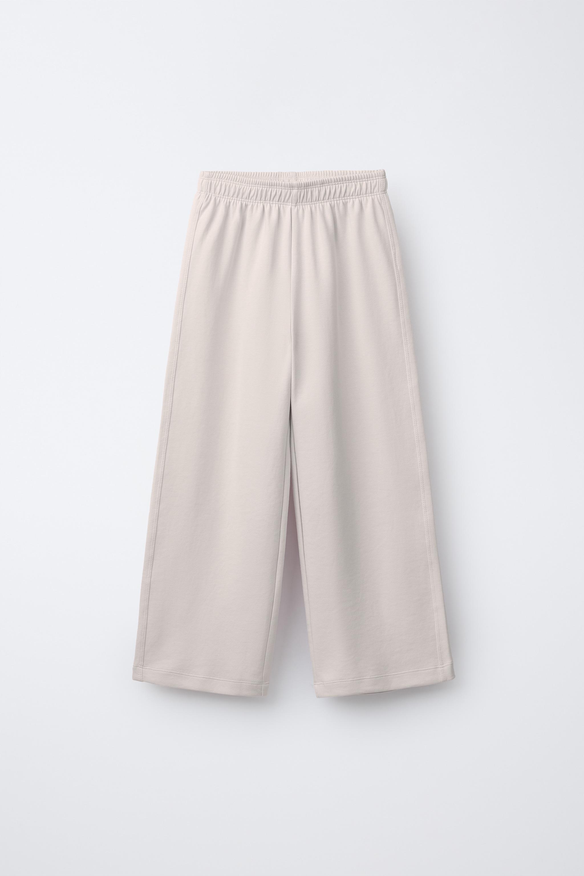 INTERLOCK WIDE LEG PANTS - Ecru | ZARA United States