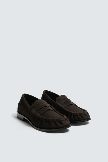 LEATHER PENNY LOAFERS - Brown by Zara