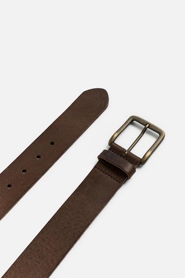VINTAGE EFFECT LEATHER BELT - Brown by Zara - Image 1