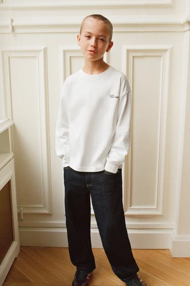 HEAVY WEIGHT EMBROIDERED SLOGAN T-SHIRT - Ecru by Zara