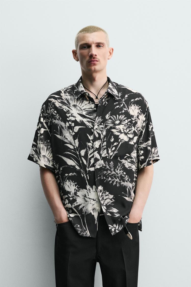 ZARA RELAXED FIT FLORAL PRINT SHIRT