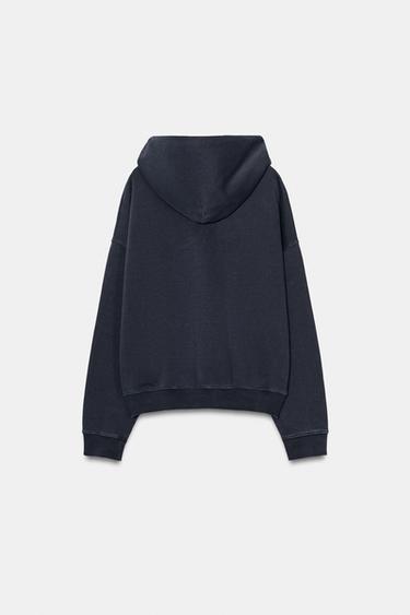 SWEAT À CAPUCHE EFFET DÉLAVÉ - Bleu de Zara - Image 7