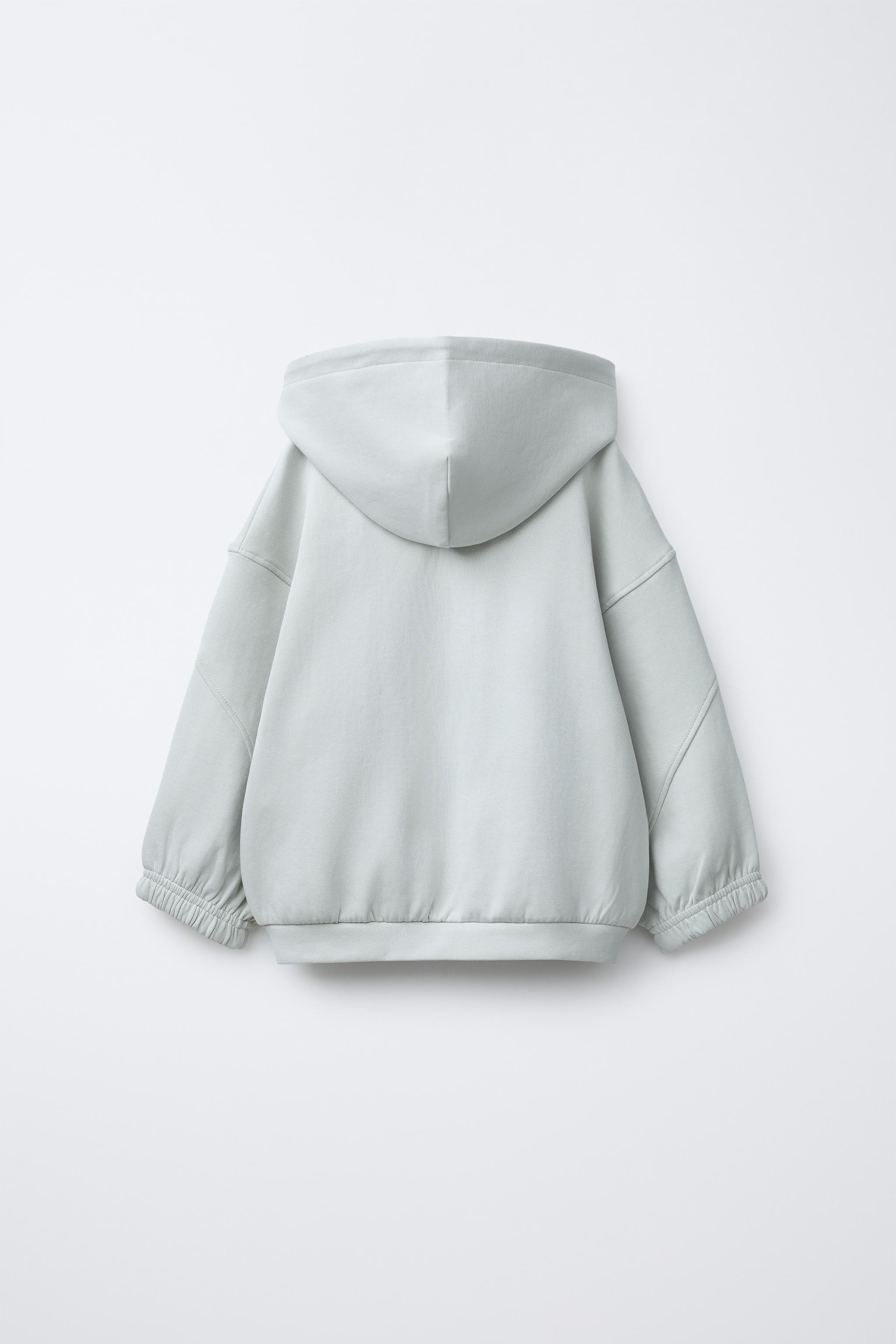 不楚 LOGO HOODED INTERLOCK ZIP-UP SWEATSHIRT - Black | ZARA