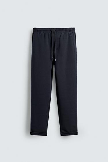 NON-IRON COMFORT JOGGER WAIST TROUSERS - Navy marl by Zara