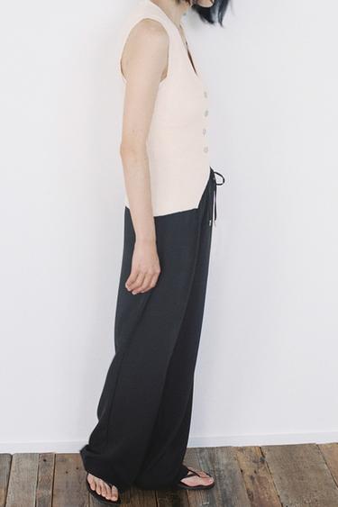 FLOWING TROUSERS WITH STRETCH WAIST - Black by Zara