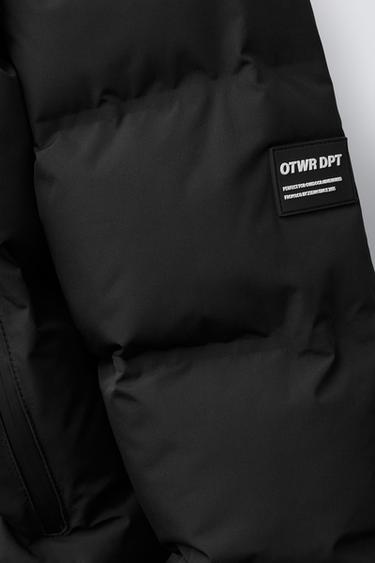WATER-REPELLENT LABEL PUFFER COAT - Black by Zara - Image 5