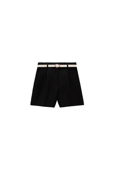 DOUBLE-FABRIC BERMUDA SHORTS WITH BELT