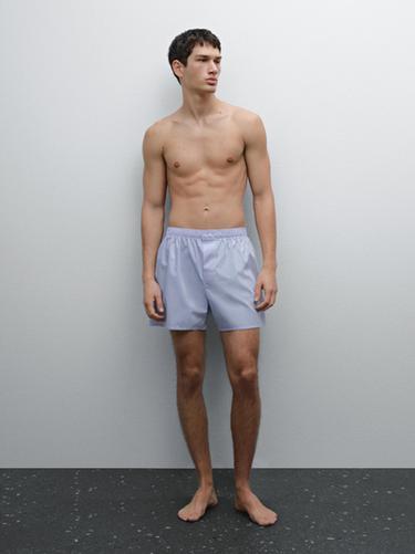 Zara Plain poplin boxers - Sky blue - Image 0