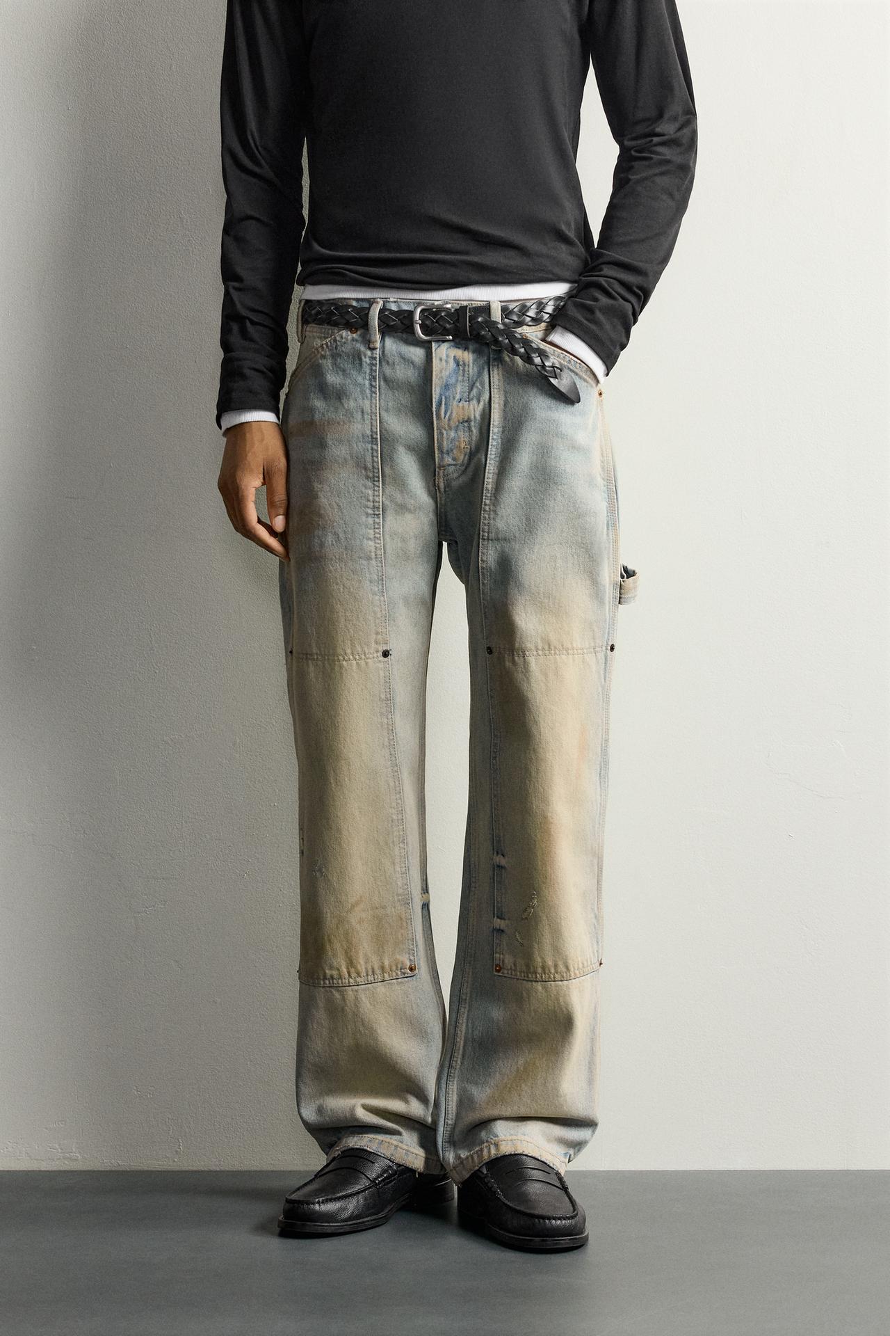 VINTAGE WASH CARPENTER TROUSERS — Blue / Green