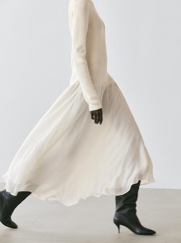 Zara Knit dress with matching detail - Ecru