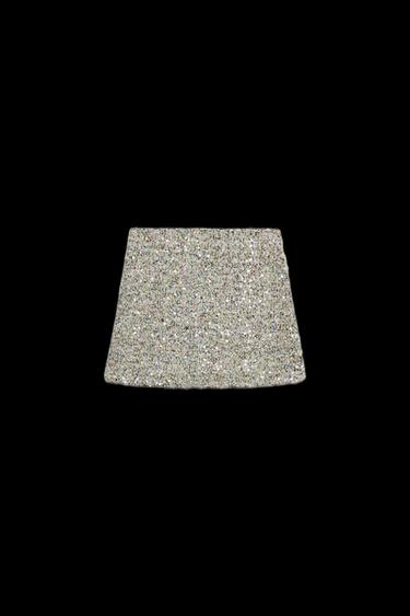 Zara SEQUIN MINI SKIRT - Light green