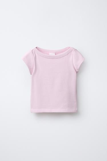 CAMISETA CUELLO BARCO - Rosa de Zara