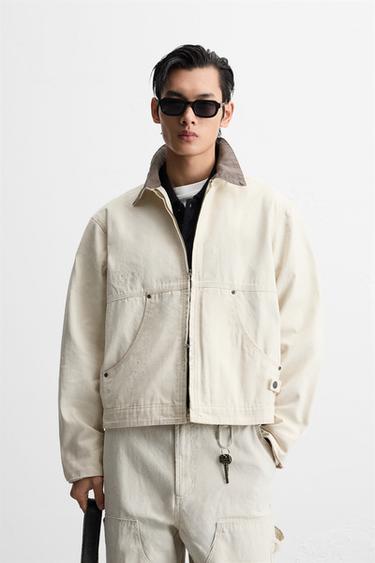 ÁO KHOÁC HỌA TIẾT VẨY SƠN - Màu trắng ngà từ Zara