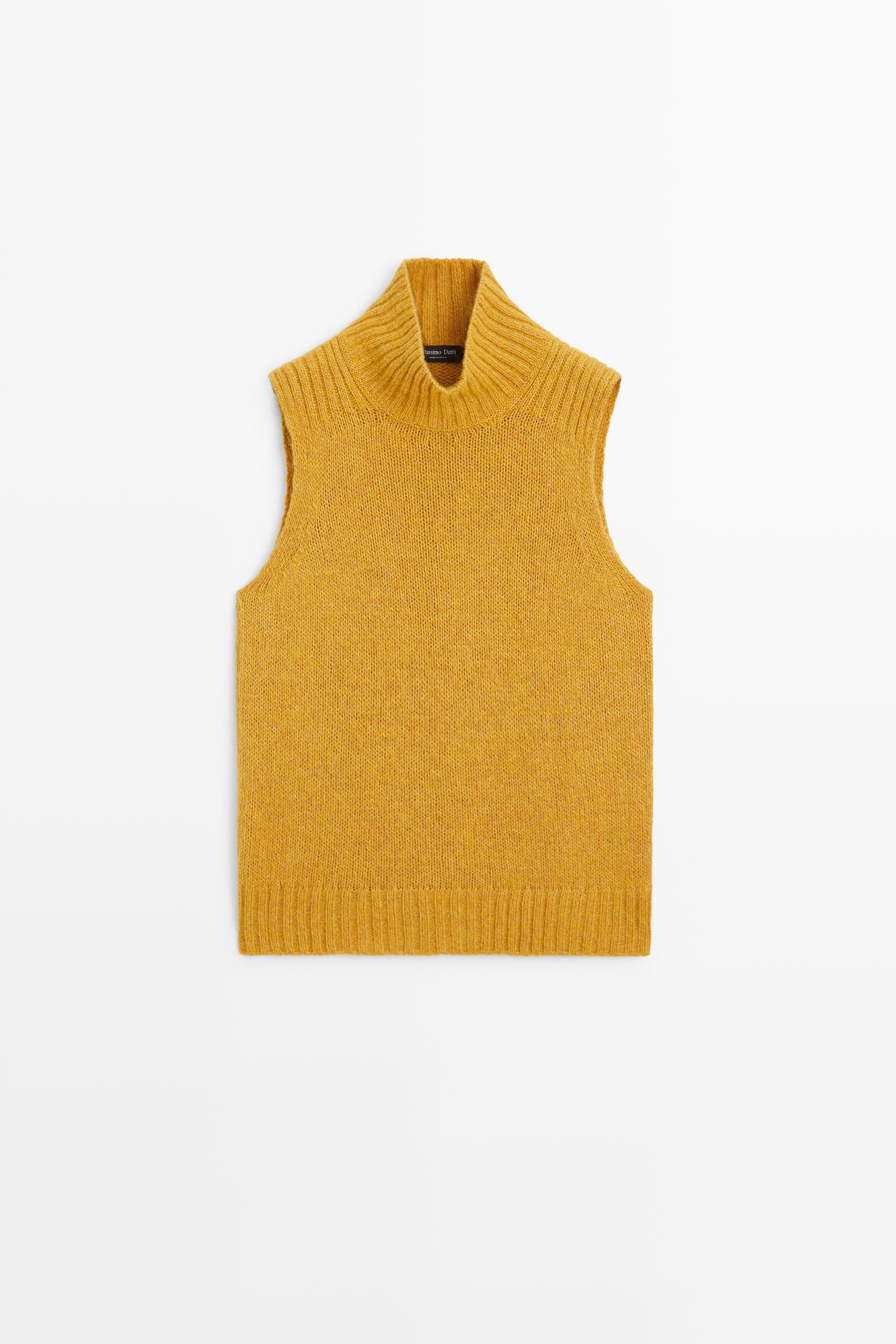 Wool-blend knit turtleneck vest