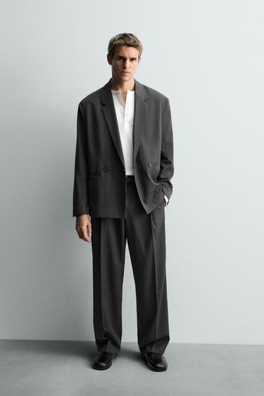 PANTALÓN PLIEGUES TRAJE - Gris antracita de Zara