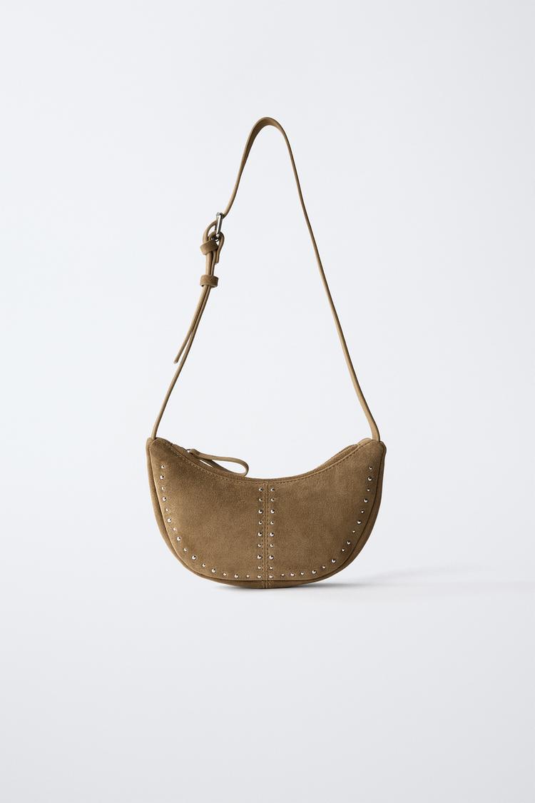 Bolso Marron Tachuelas Zara BOLSO SERRAJE TACHAS Marrón ZARA España