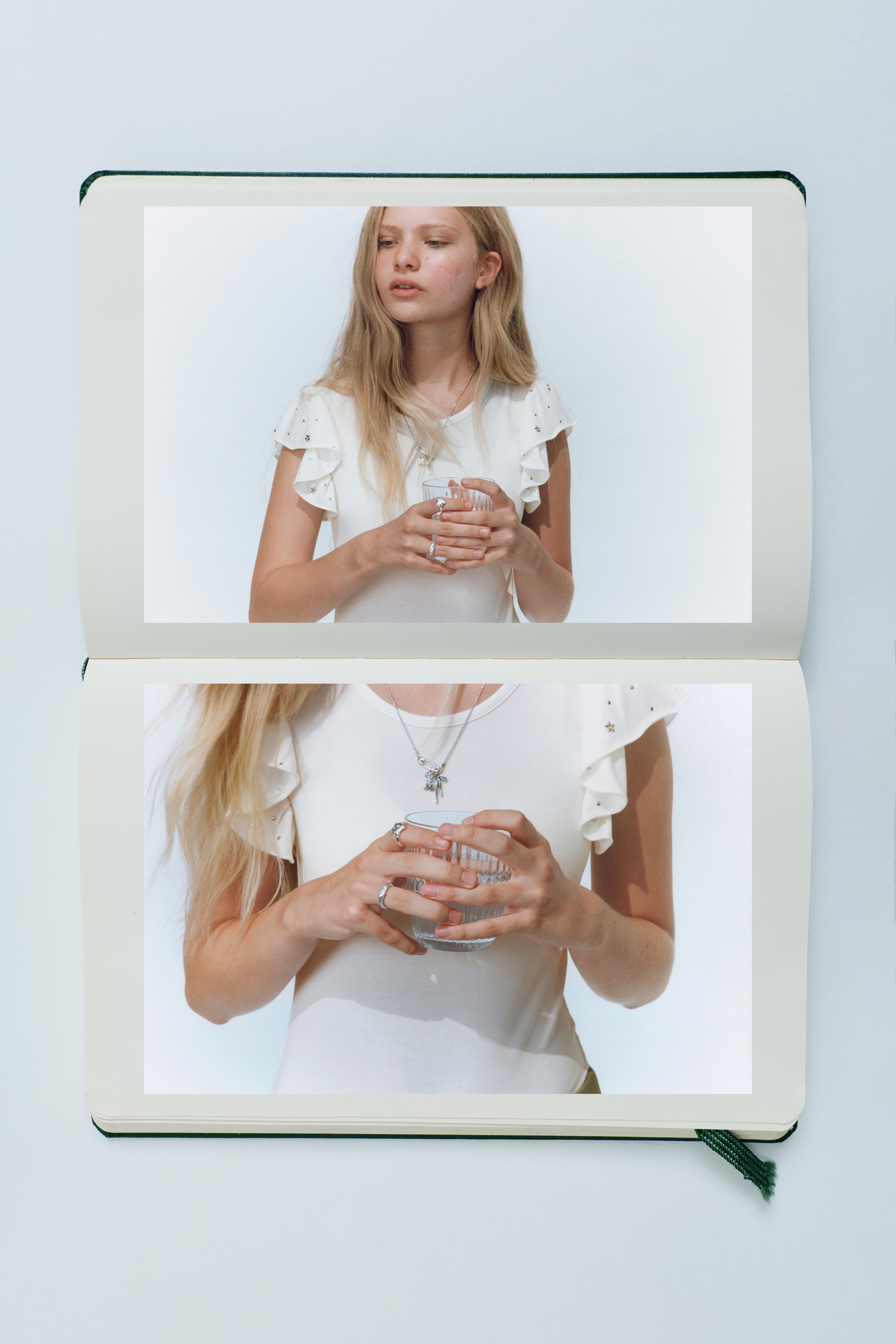 STUDDED RUFFLE SLEEVE BODYSUIT — White