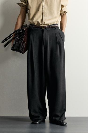 RELAXED-WIDE-FIT-HOSE MIT ZIERFALTEN - Schwarz von Zara