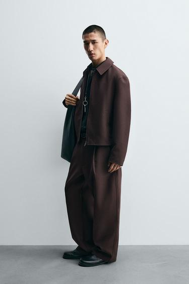 BALLOON FIT PLEATED TROUSERS - Burgundy by Zara