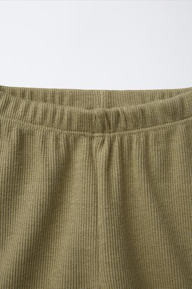 RIBBED CYCLING LEGGINGS WITH LABEL - Khaki by Zara - Image 2