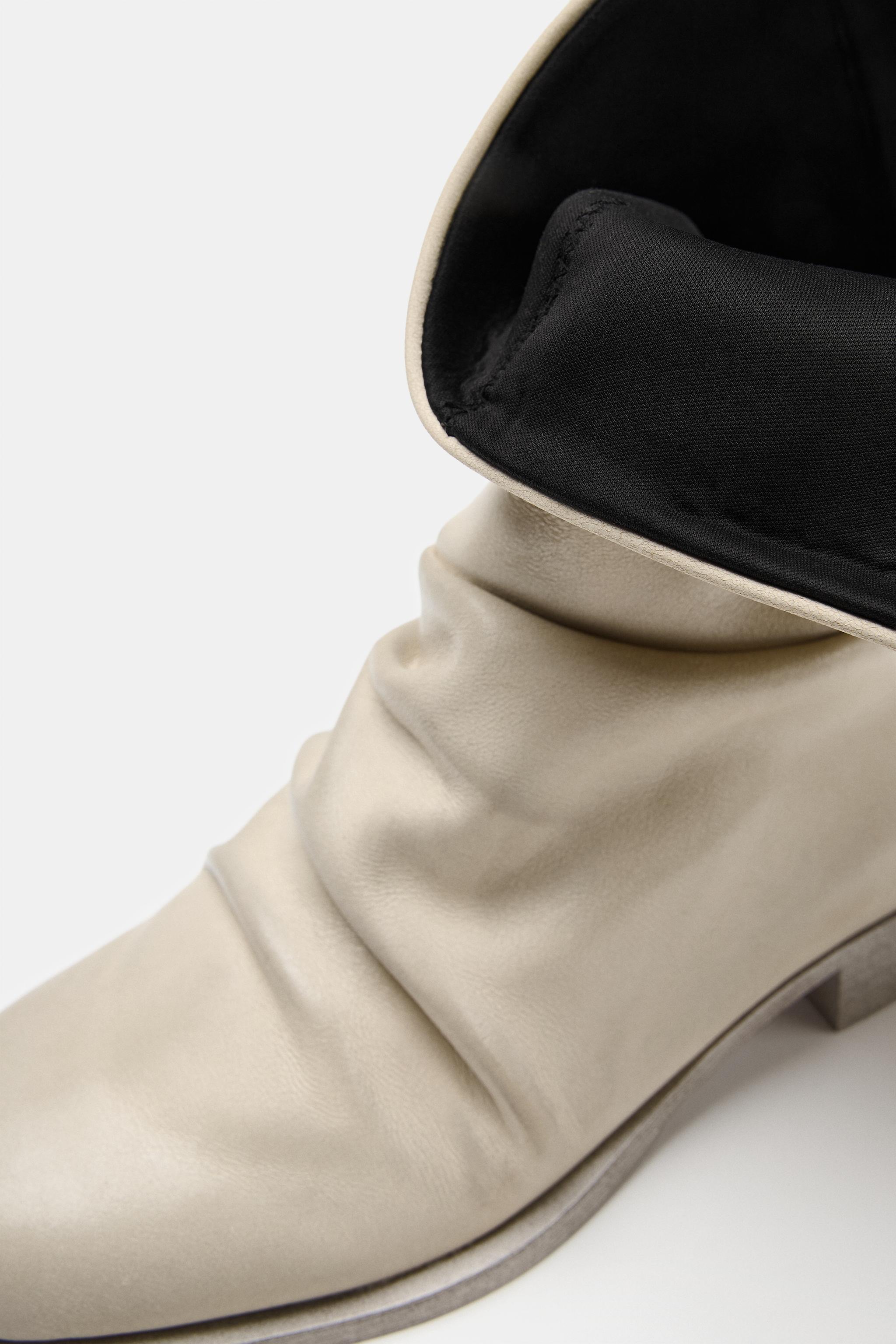 BOTTINES PLATES CUIR FRONCÉES