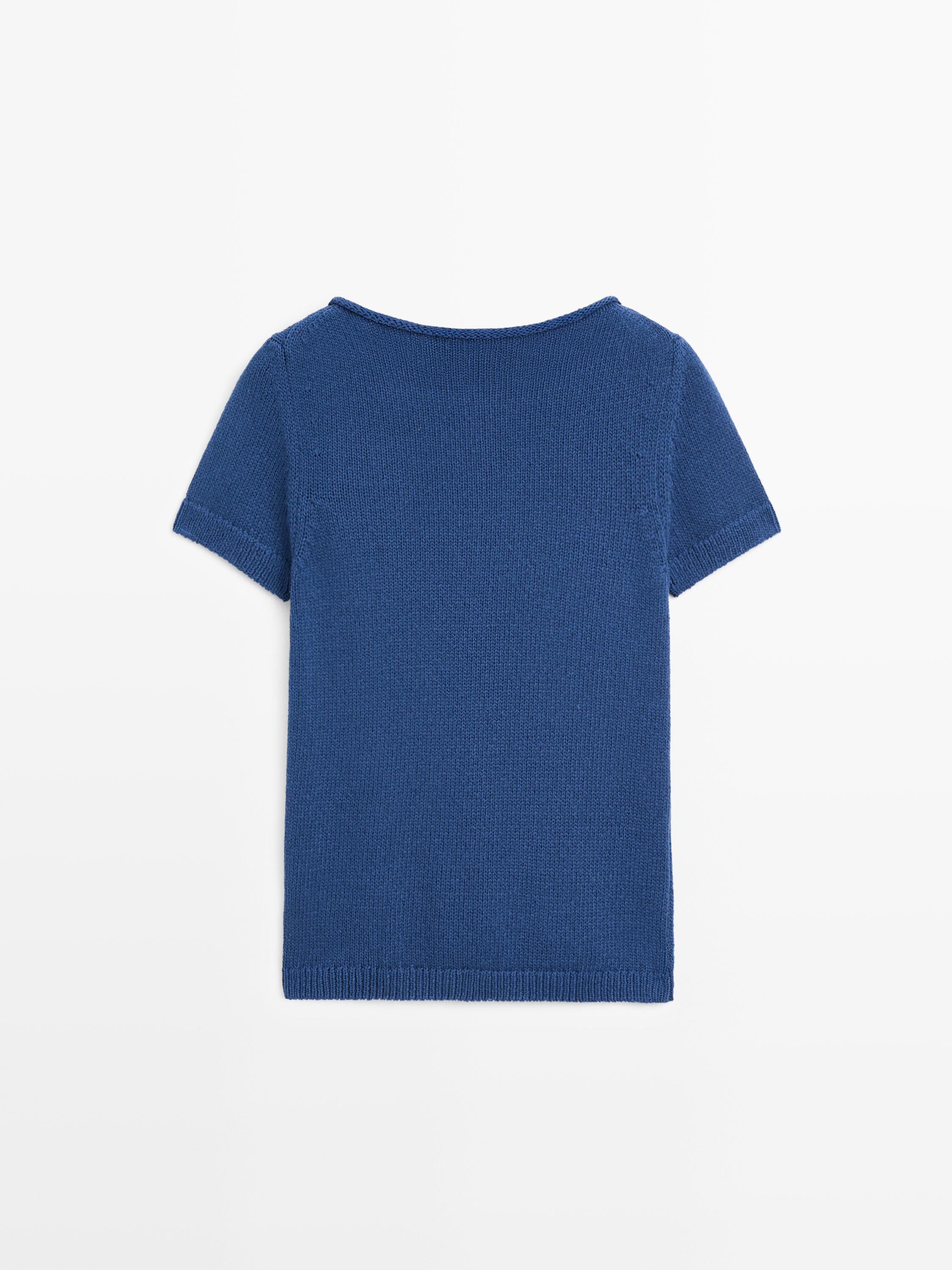Pull à manches courtes en maille de coton