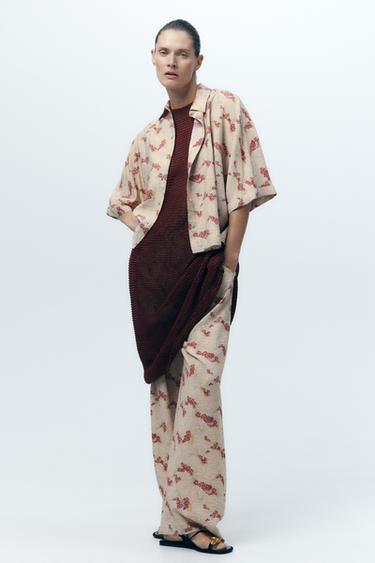 ZW COLLECTION OVERSIZE PRINTED SHIRT - Ecru / Red by Zara - Image 0