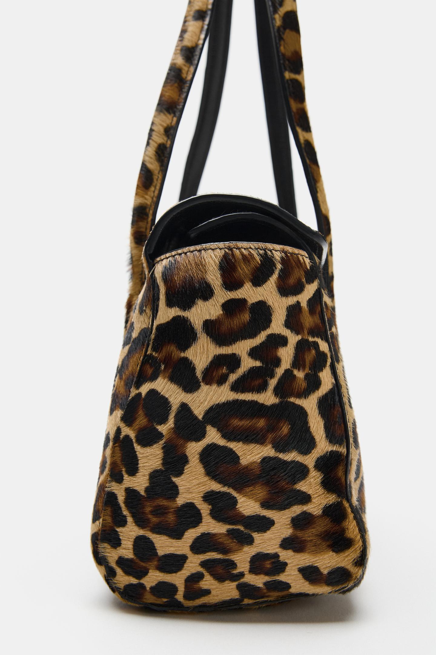 Женская сумка Zara Animal Print Leather City, цвет: Леопардовый — фото 6
