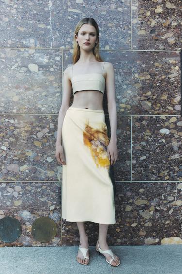 FALDA MIDI ESTAMPADA ZW COLLECTION - Estampado de Zara
