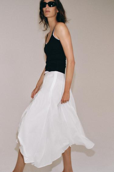 JUPE FLUIDE ASYMÉTRIQUE ZW COLLECTION - Blanc de Zara - Image 1
