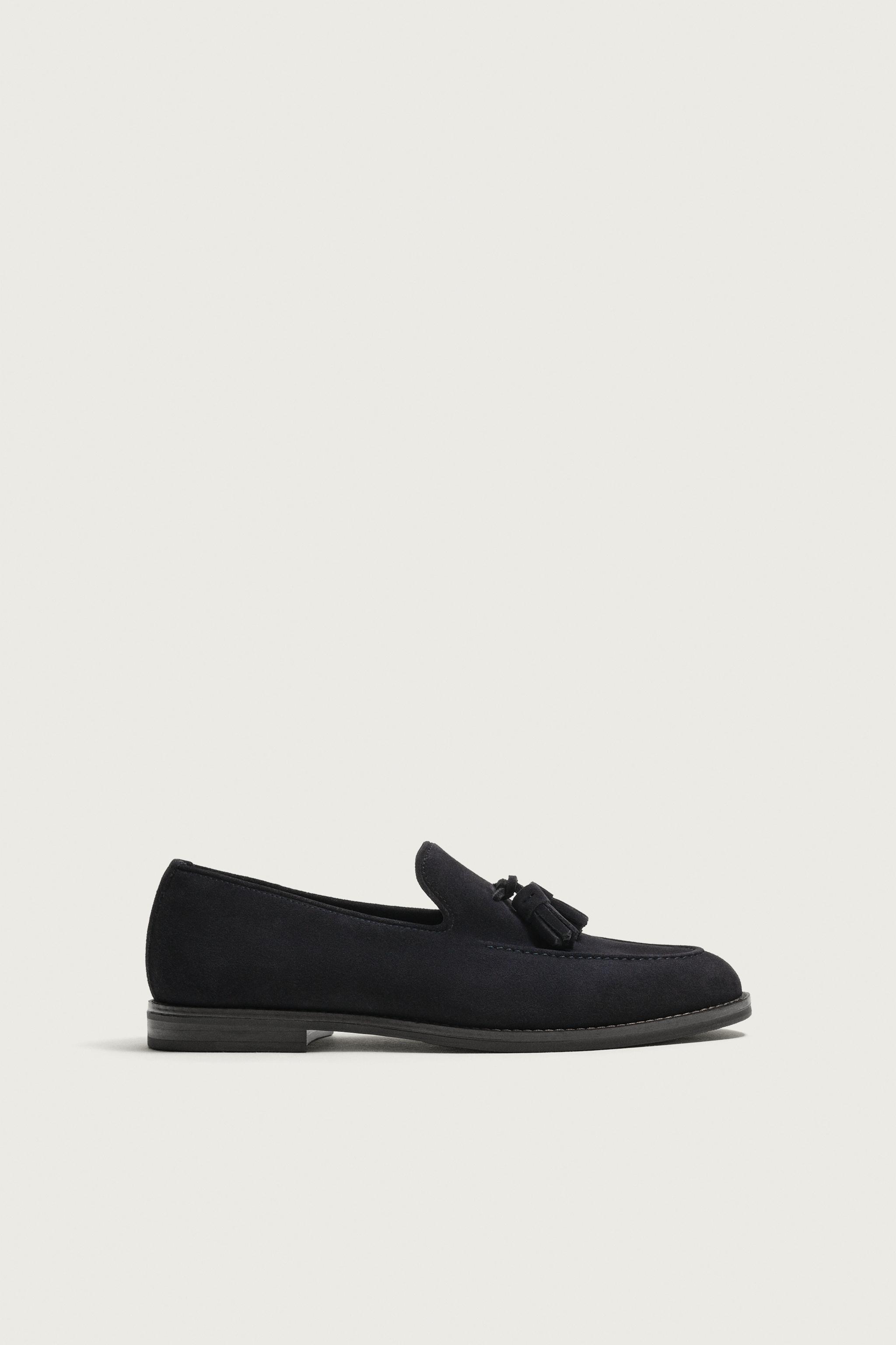 TASSELED LEATHER LOAFERS — Blue