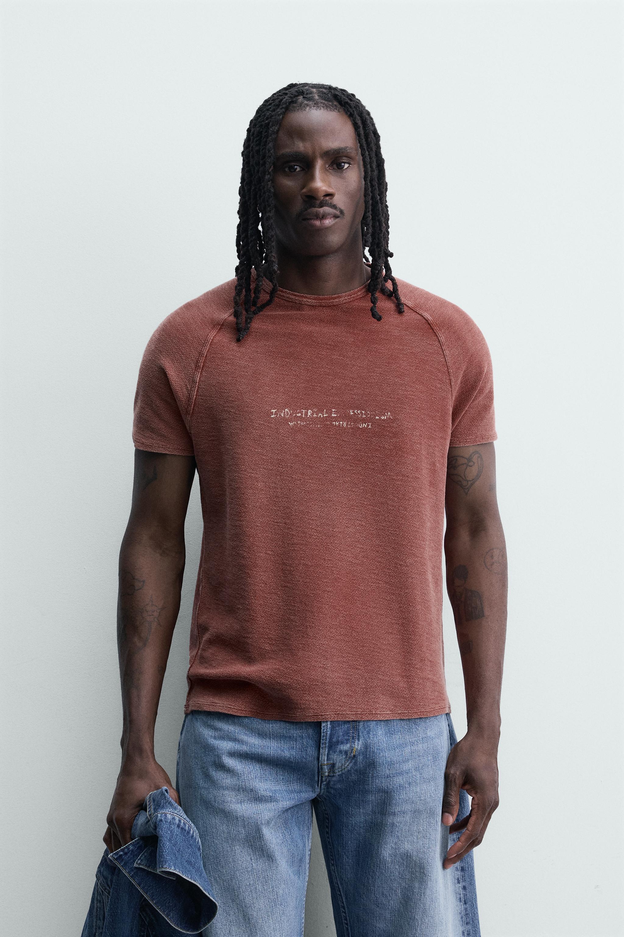 SOLGUN BASKILI ÖRGÜ T-SHIRT