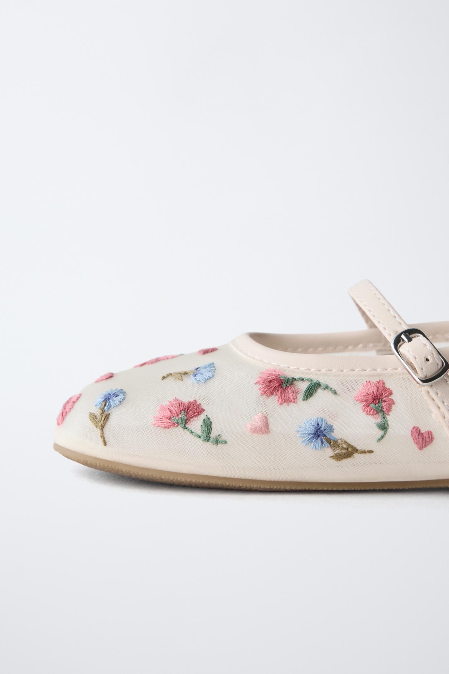 Детские балетки Zara Floral Embroidery Ballet, цвет: Белый — фото 6