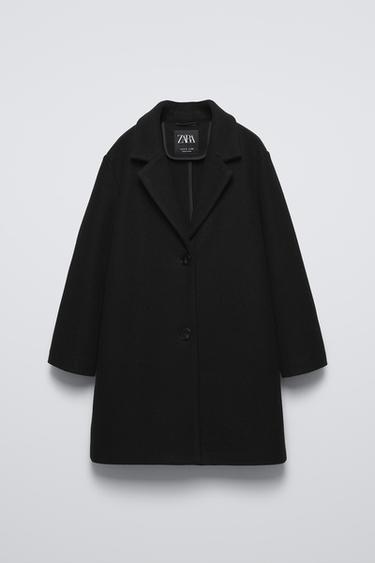 Zara FELT TEXTURE COAT - Black
