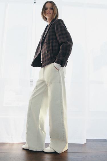 CHAQUETA CRUZADA CUADROS ZW COLLECTION - Marino de Zara