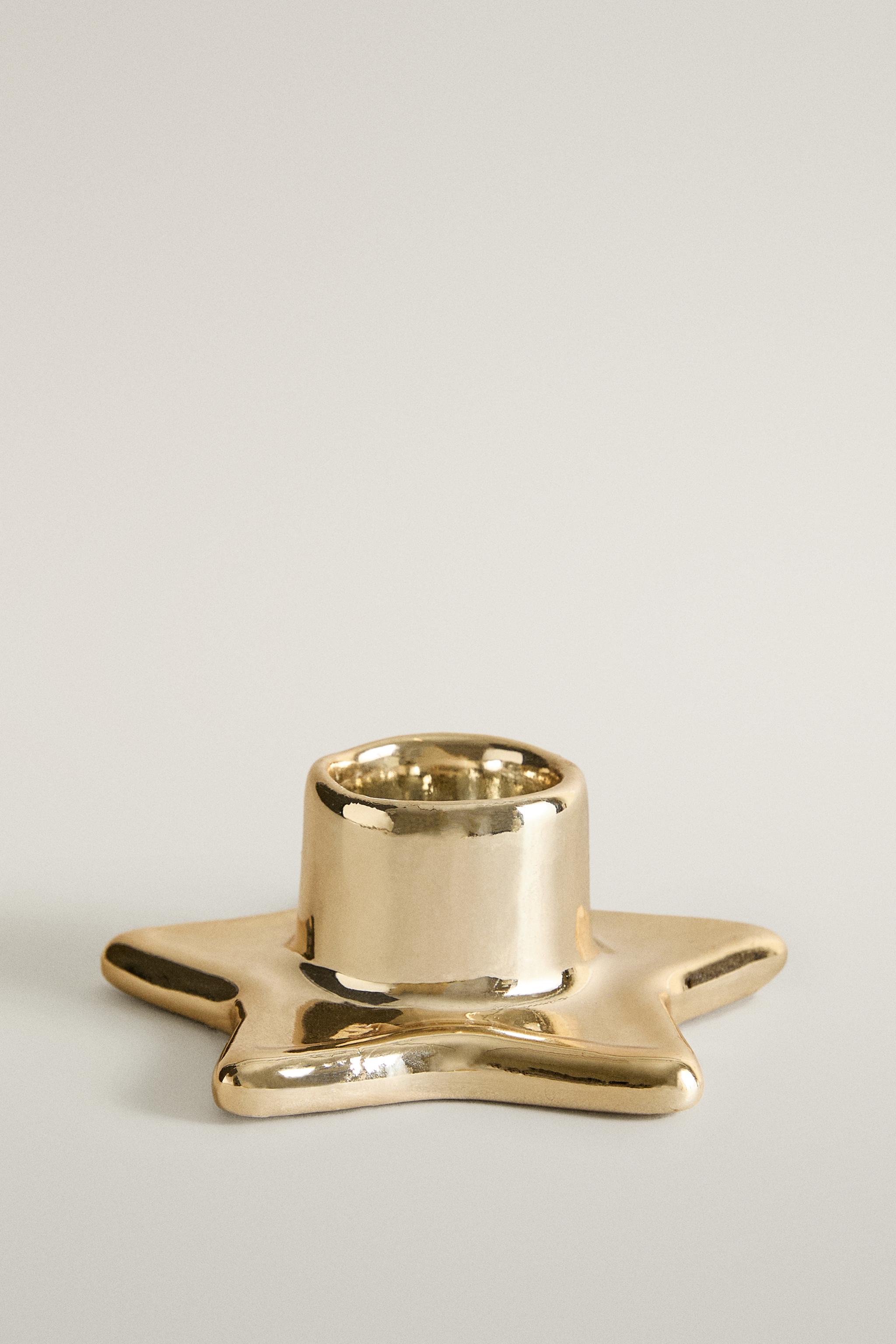 CHRISTMAS STAR PORCELAIN CANDLE HOLDER - Golden | ZARA United States