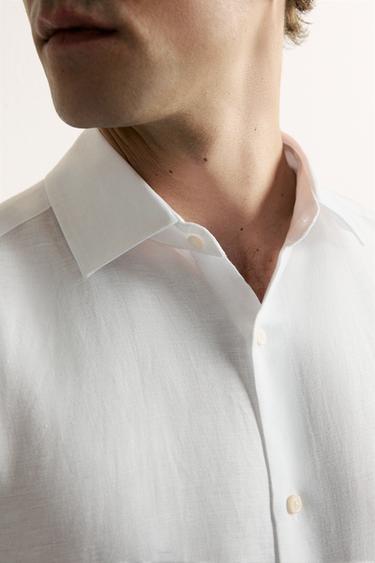 REGULAR FIT LINEN-LYOCELL SHIRT - White by Zara