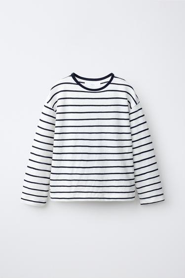 T-SHIRT SOFT À RAYURES - Blanc de Zara