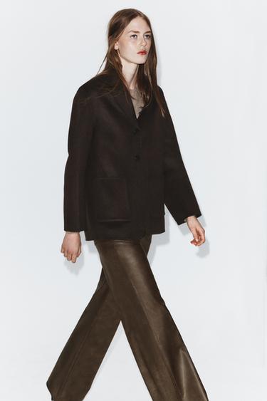 PANTALONES EFECTO PIEL ZW COLLECTION - Marrón de Zara