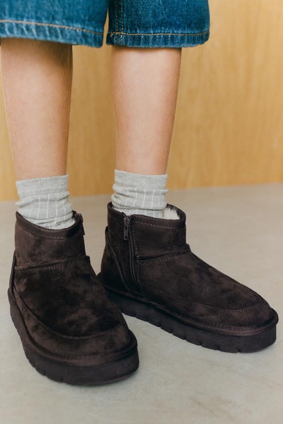 LINED ANKLE BOOTS - Brown by Zara - Image 0