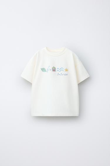 T-SHIRT À INSCRIPTION IMPRIMÉE - Blanc de Zara - Image 0