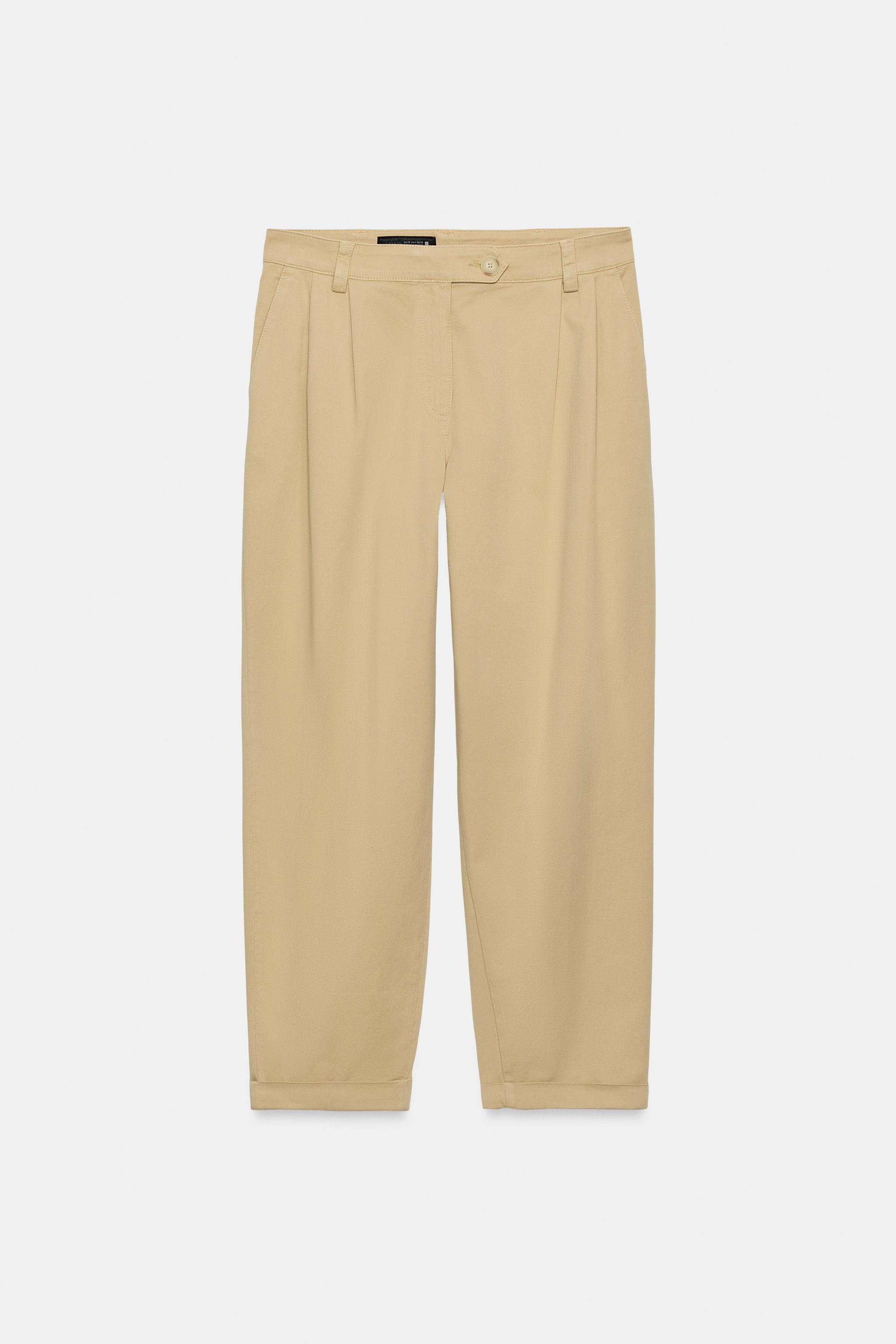 TURN-UP CHINO TROUSERS - Light camel | ZARA South Africa