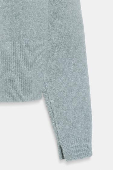 GILET EN MAILLE À BOUTONS BOULES - Gris / Bleu de Zara - Image 7