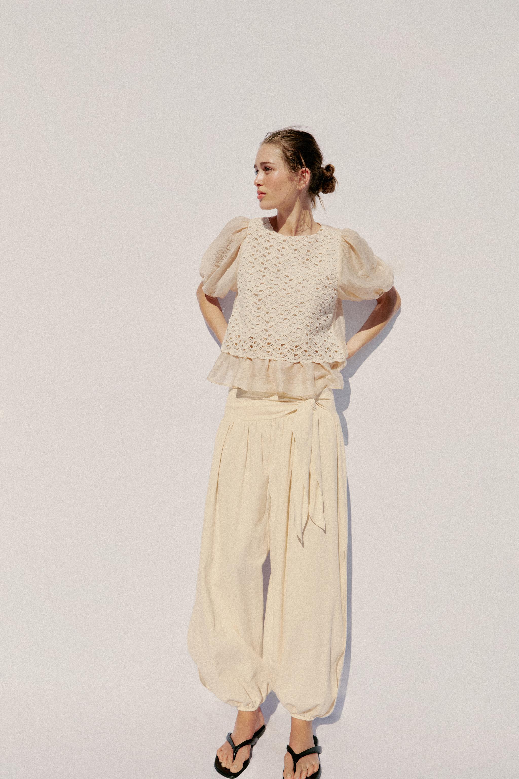 Женские рубашки Zara COMBINATION CROCHET TOP