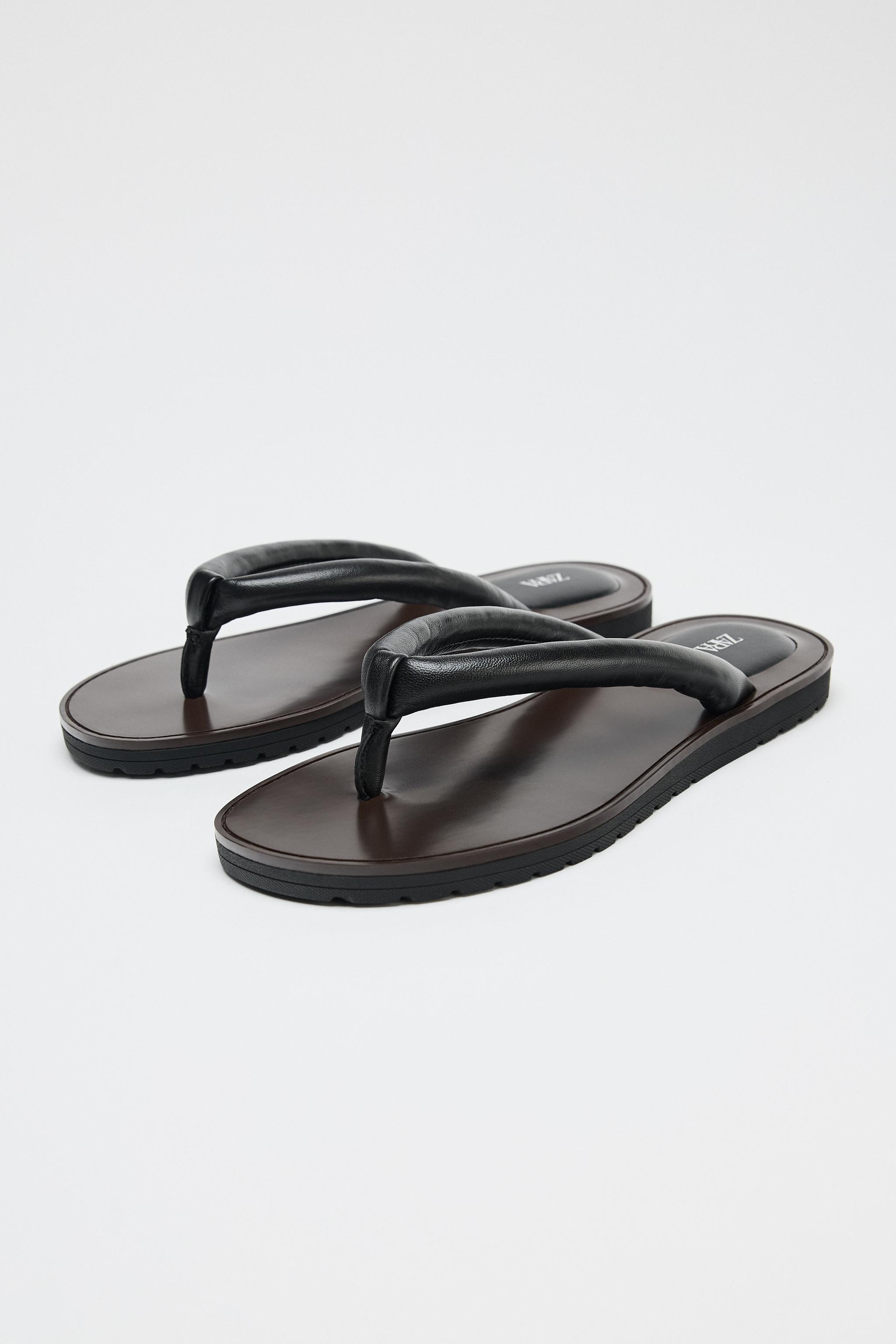 【ZARA】 トングストラップフラットレザーサンダル 4606/510/530 ZARA】 トングストラップフラットレザーサンダル 4606/510/530
