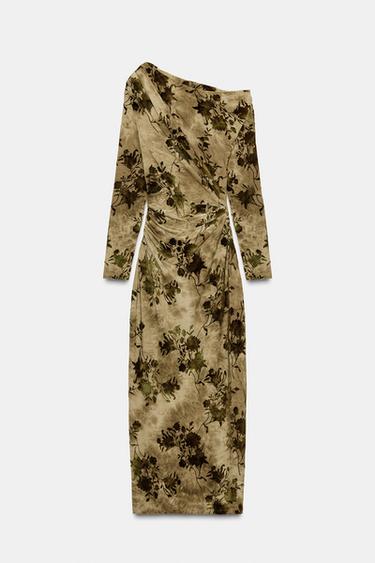 FLOCKKLEID MIT RAFFUNGEN - Hellbeige von Zara - Bild 0