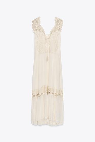 ROBE LINGERIE COMBINÉE DENTELLE - Écru de Zara - Image 5