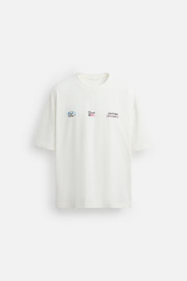CAMISETA ESTAMPADO LAVADO RACING - Blanco roto de Zara