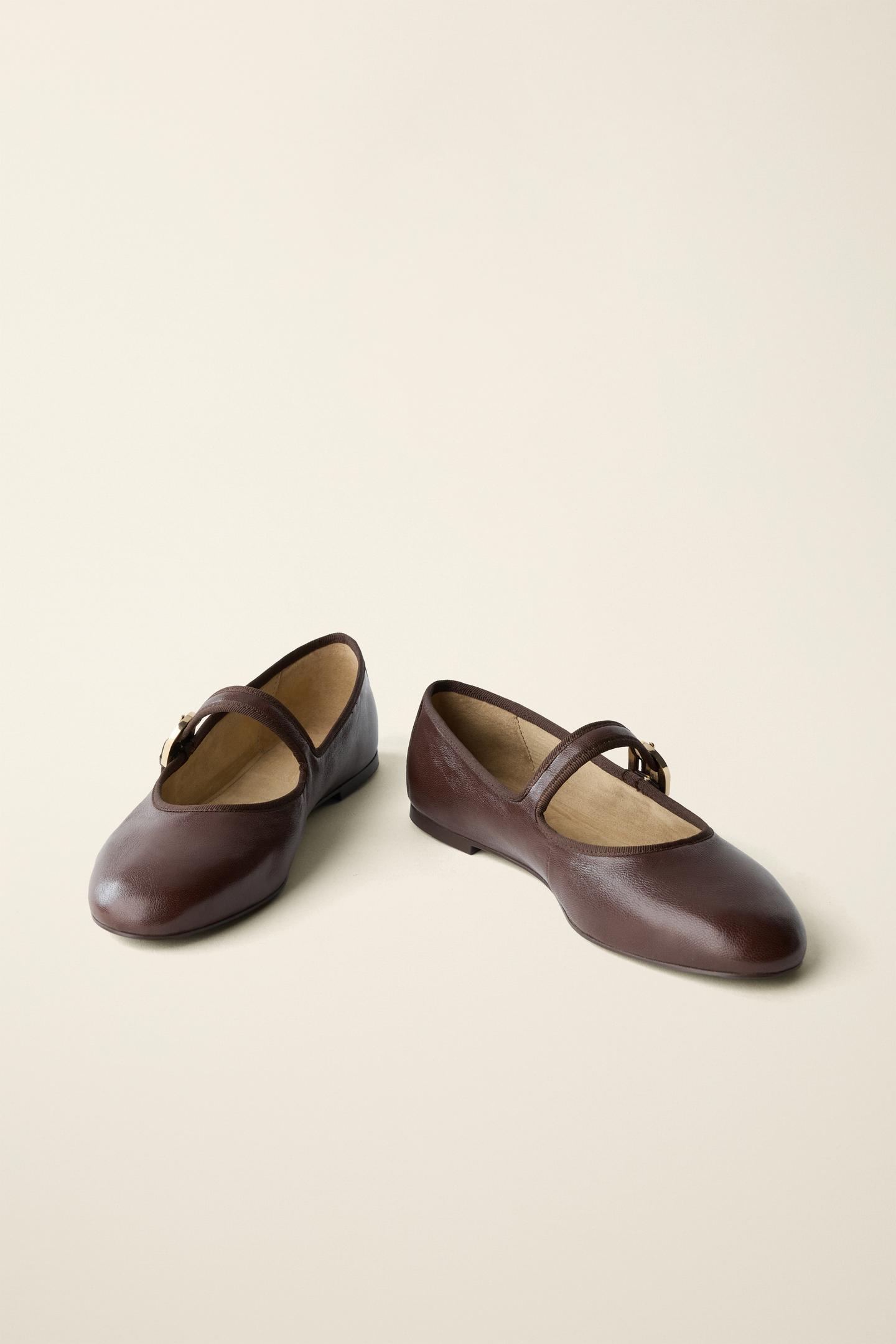 Детские балетки Zara Leather Ballet Flats Created BY Caramel London X, цвет: Коричневый — фото 6